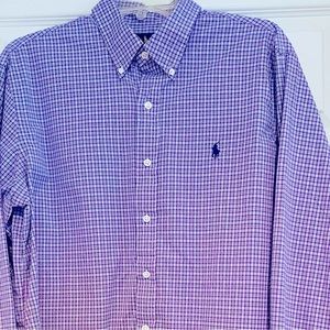 Ralph Lauren Performance Purple Turquoise Black Plaid Men’s Dress Shirt